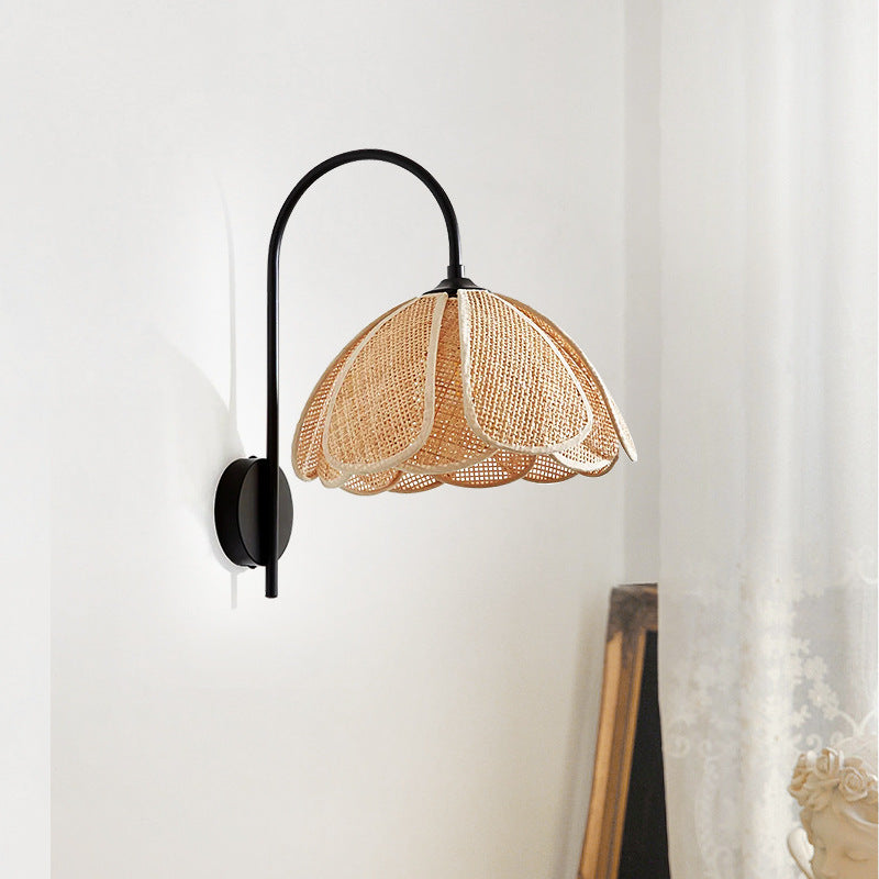 Applique murale suspendue en rotin sphérique │ ORCHIDE