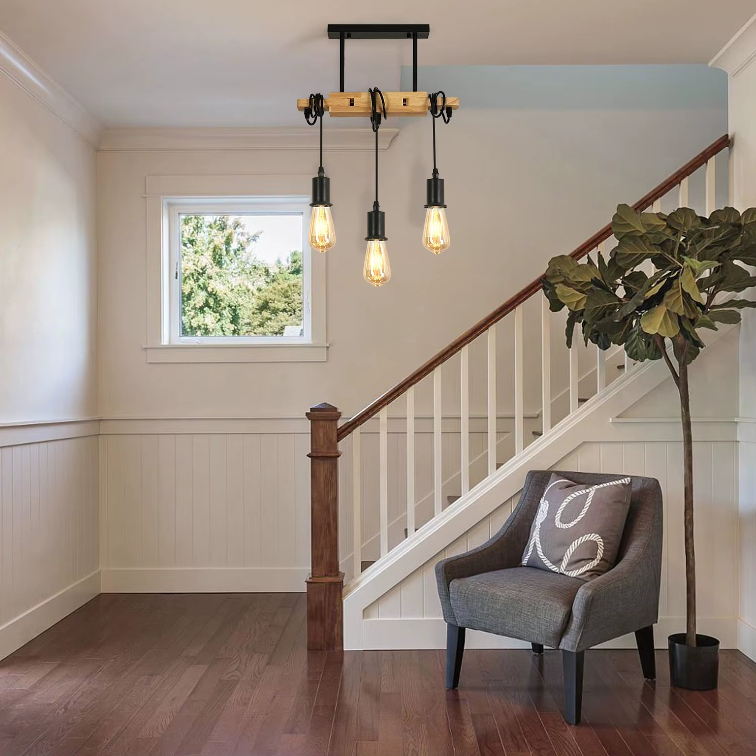 Suspension industrielle en bois FANA