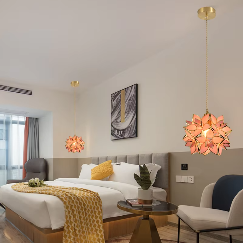 Suspension fleur en verre vintage TULI