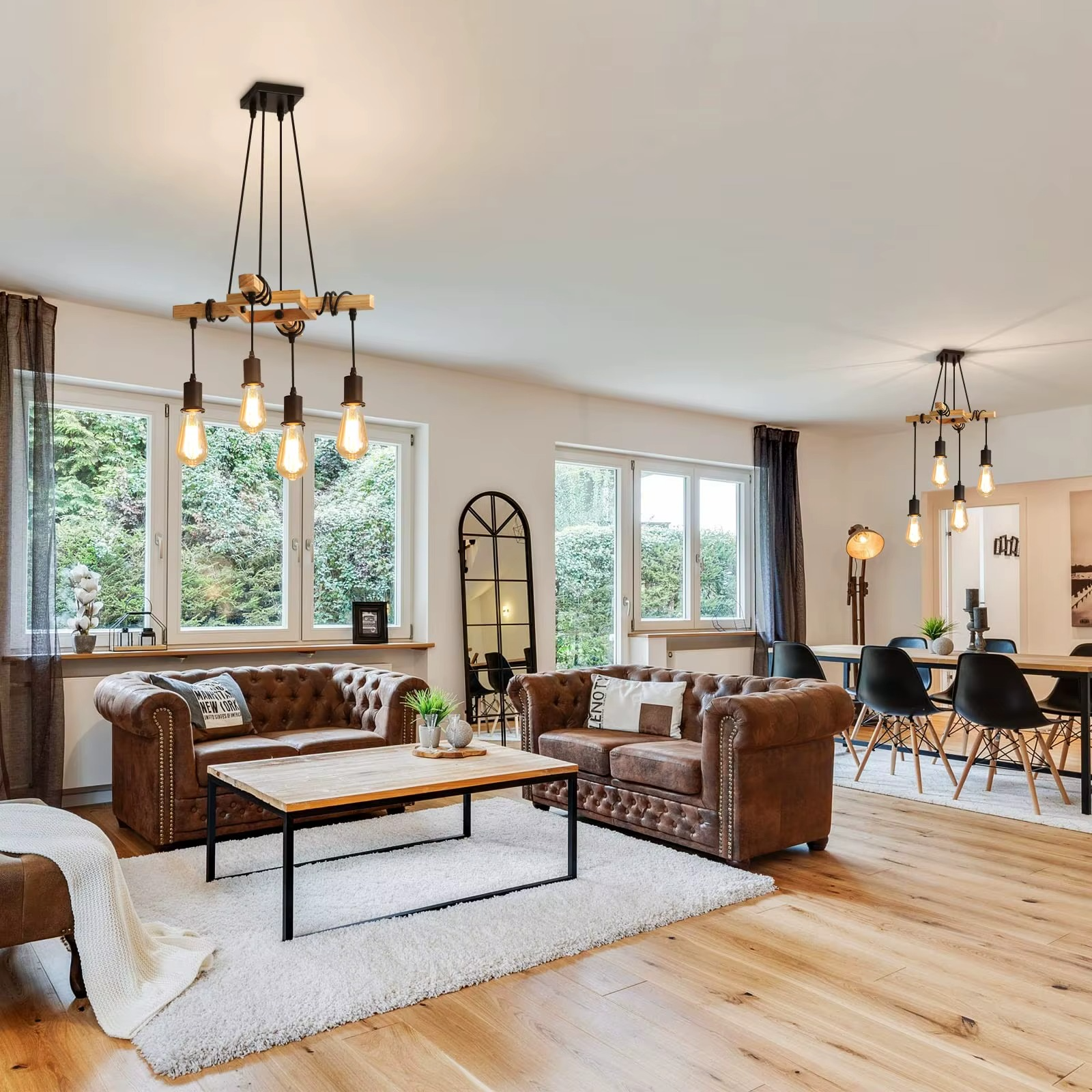 Suspension industrielle en bois FANA