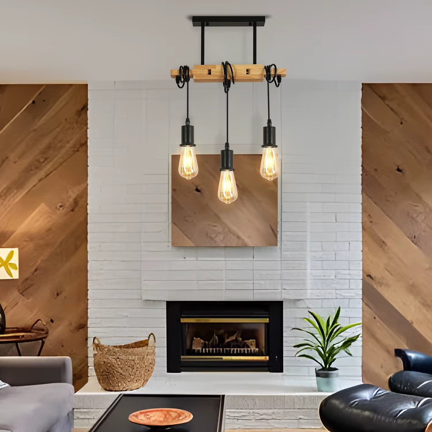 Suspension industrielle en bois FANA