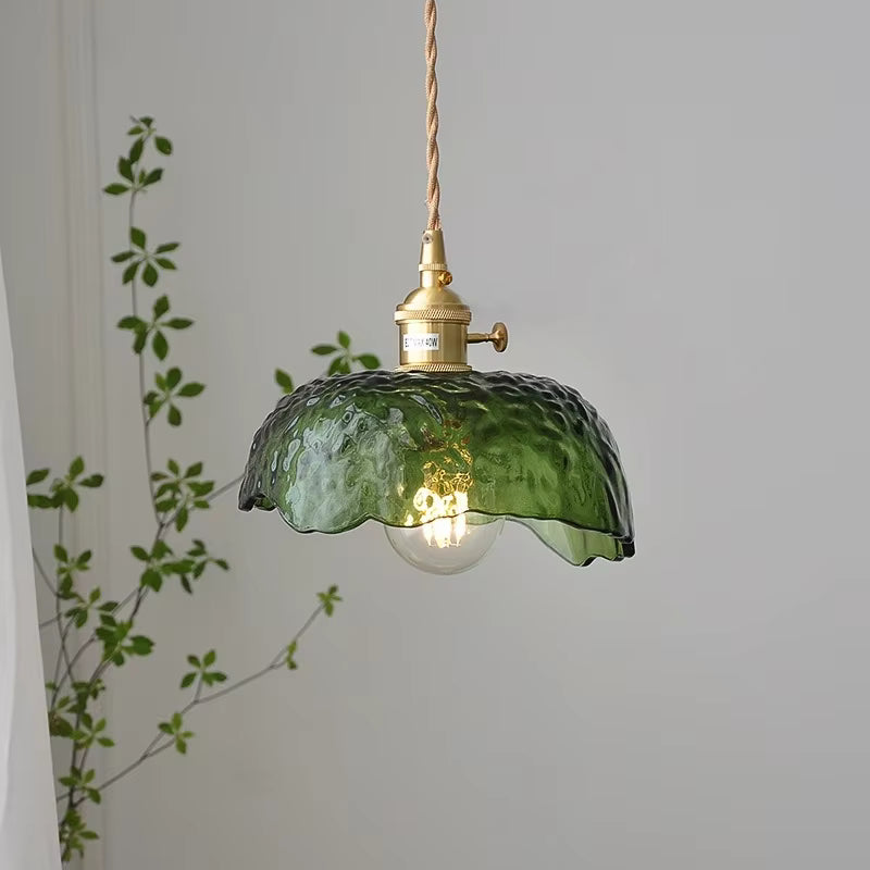 Suspension vintage en verre texturé ZANIA