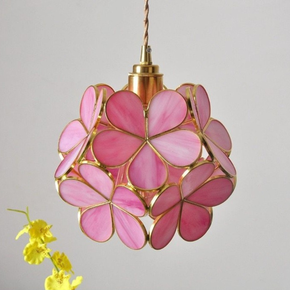 Suspension fleur en verre vintage TULI