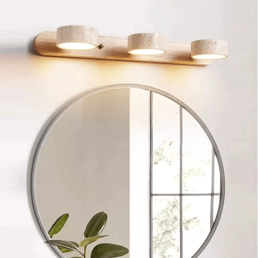 Applique murale articulée pour salle de bain en travertin et en bois NOLERA - product_type_Atelier Luisiano