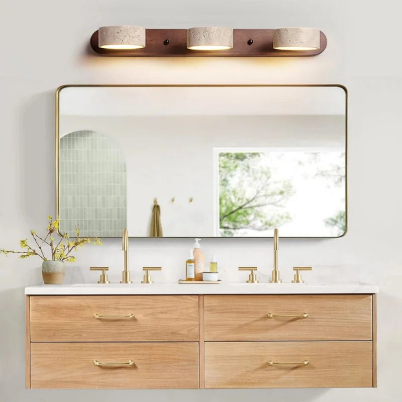Applique murale articulée pour salle de bain en travertin et en bois NOLERA - product_type_Atelier Luisiano