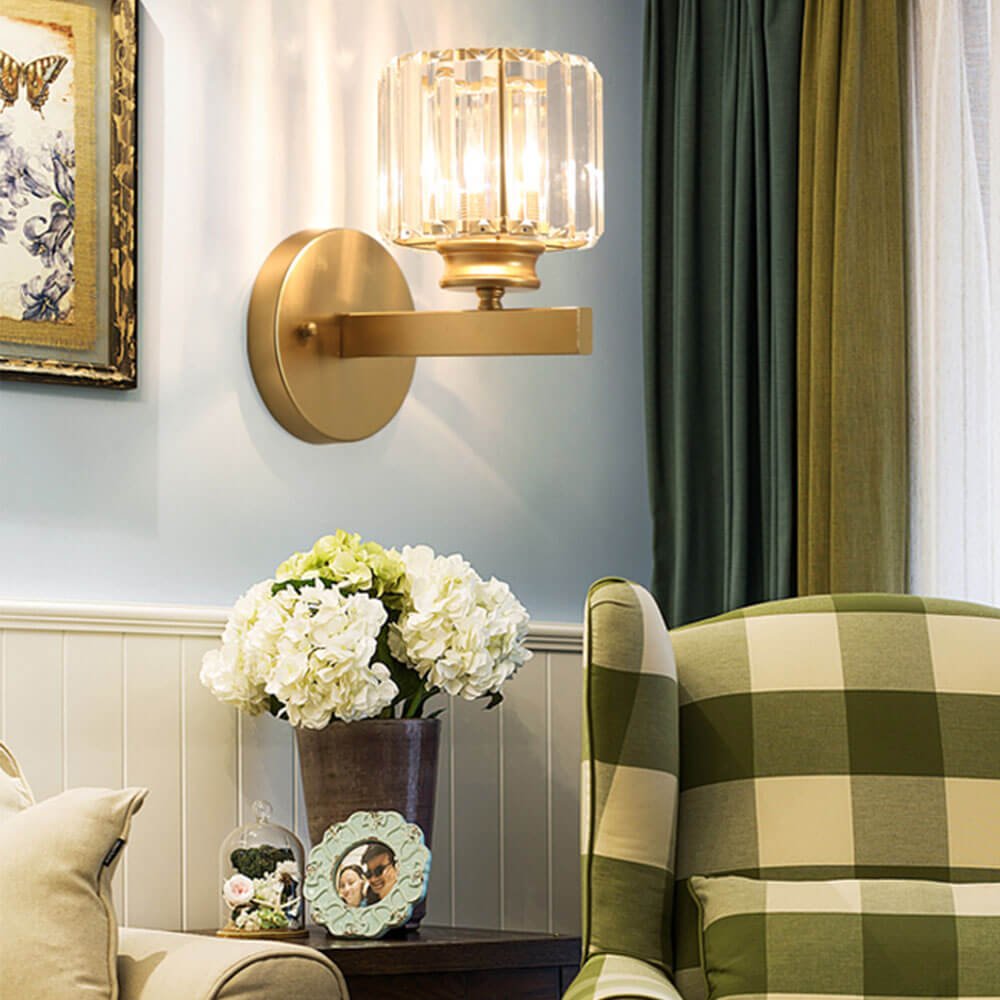 Applique murale doré vintage avec abat - jour en Crystal│ EMOXI - product_type_Floor lamp arc