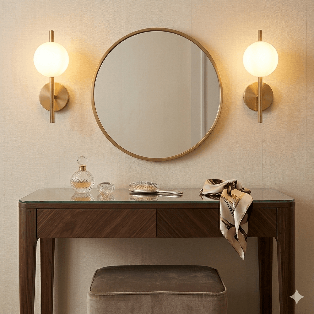 Applique murale dorée avec abat - jour globe en verre opaline et laiton VENUS - product_type_Atelier Luisiano