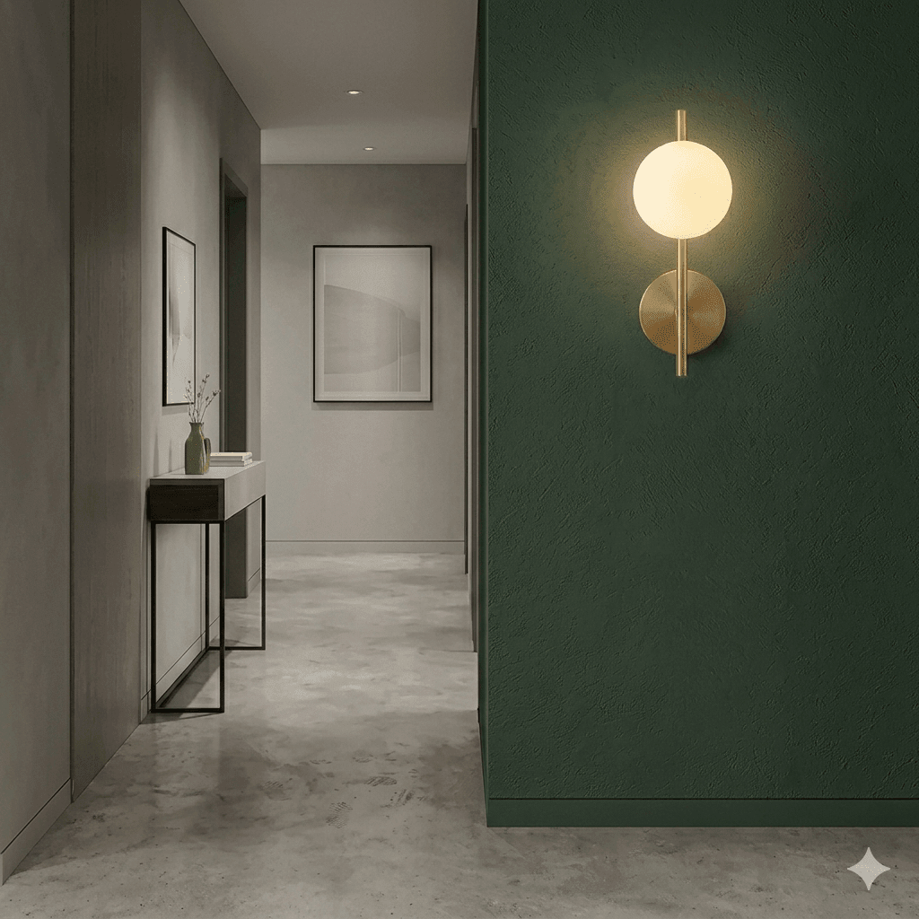 Applique murale dorée avec abat - jour globe en verre opaline et laiton VENUS - product_type_Atelier Luisiano