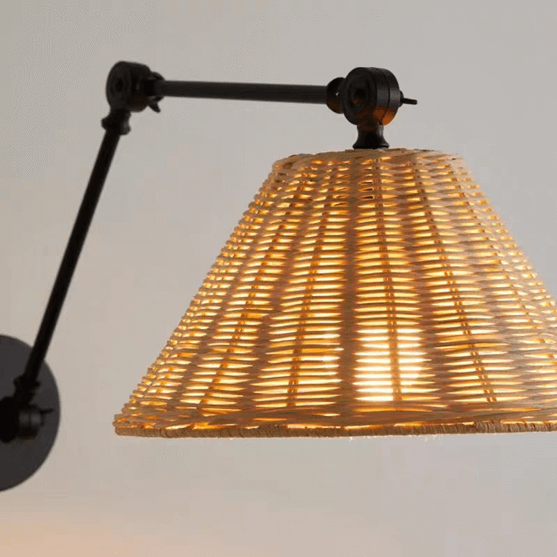 Applique murale en rotin avec bras articulé japonais │ TARBO - product_type_Floor lamp arc