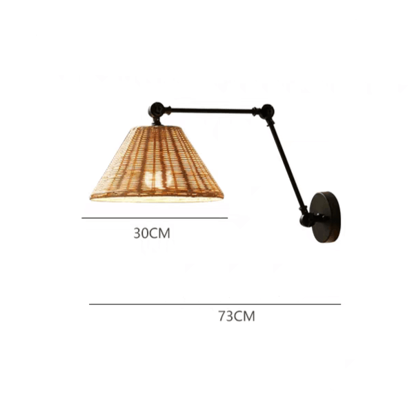 Applique murale en rotin avec bras articulé japonais │ TARBO - product_type_Floor lamp arc