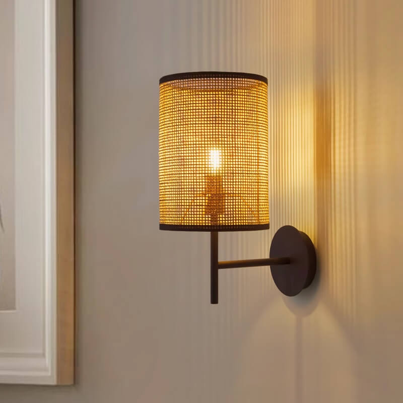 Applique murale en rotin cylindrique noir │ LUMIA - product_type_Floor lamp arc