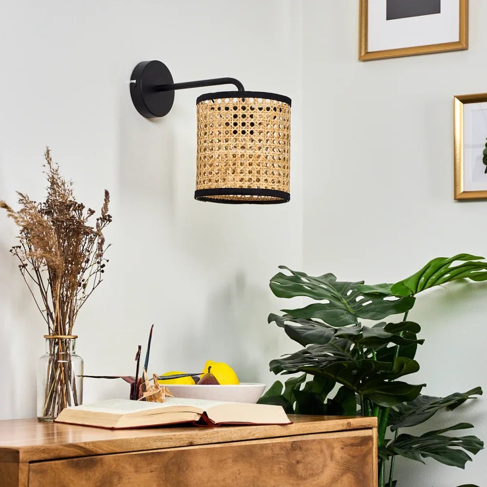 Applique murale en rotin noir vintage │ REDO - product_type_Floor lamp arc
