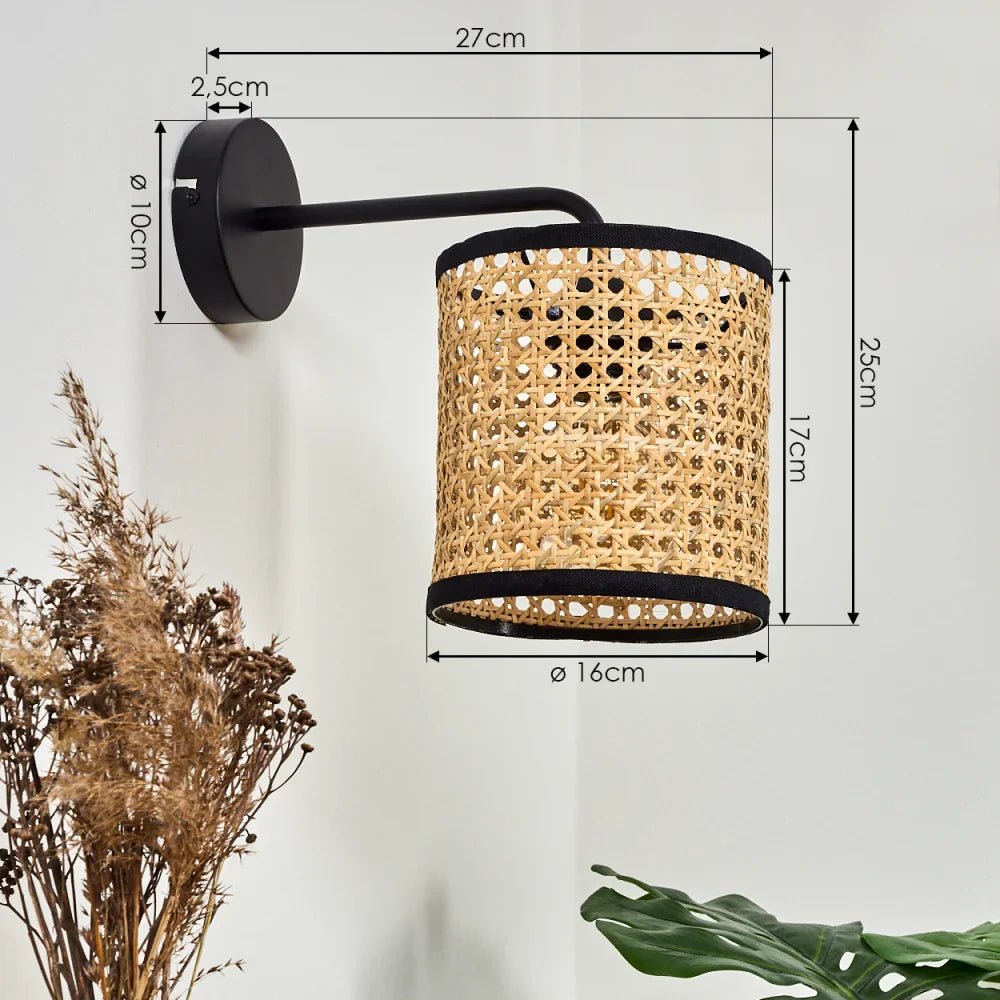 Applique murale en rotin noir vintage │ REDO - product_type_Floor lamp arc