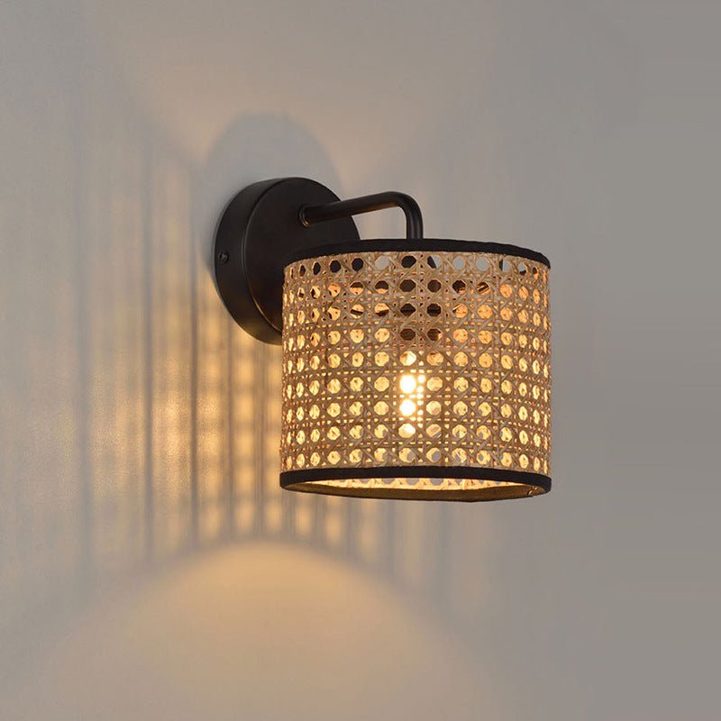 Applique murale en rotin noir vintage │ REDO - product_type_Floor lamp arc