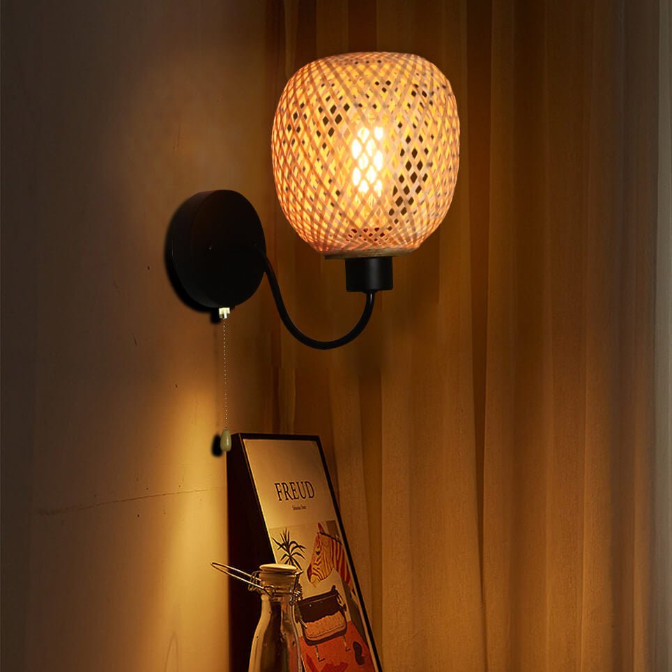Applique murale en rotin noire ovale │ ZEITUNA - product_type_Floor lamp arc