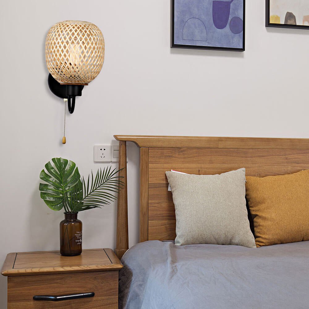 Applique murale en rotin noire ovale │ ZEITUNA - product_type_Floor lamp arc
