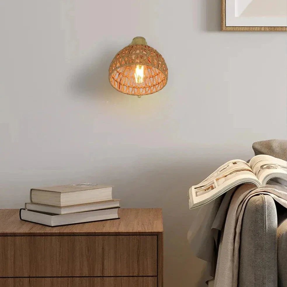 Applique murale en rotin rotative en forme de bol │ ZLAFA - product_type_Floor lamp arc