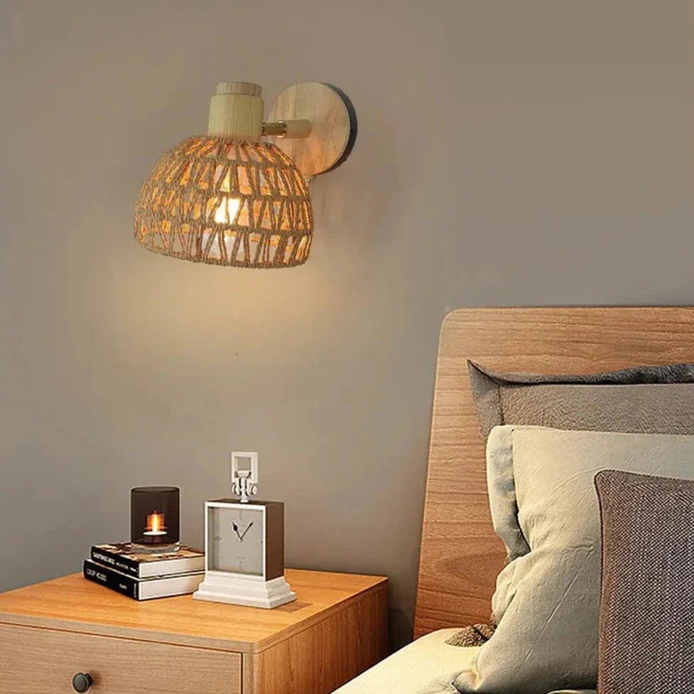 Applique murale en rotin rotative en forme de bol │ ZLAFA - product_type_Floor lamp arc