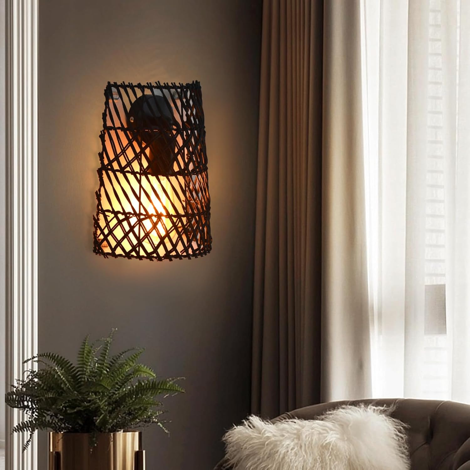 Applique murale en rotin style bohème │ SACADE - product_type_Floor lamp arc