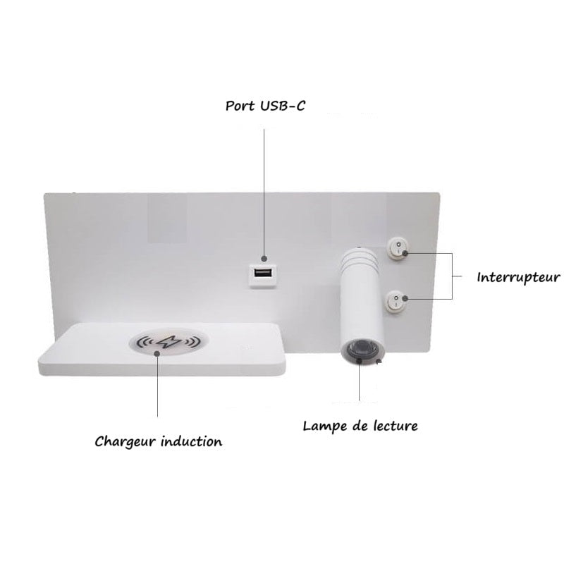 Applique murale LED avec chargeur induction et USB │ KAPELO - product_type_Floor lamp arc
