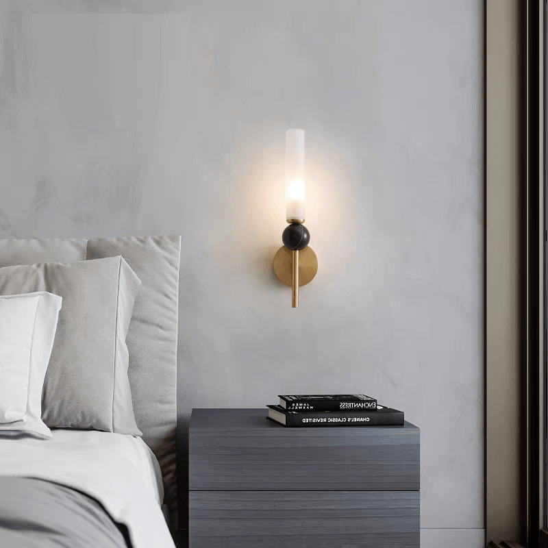 Applique murale LED dorée Vintage en laiton et marbre │ FLUTE - product_type_Floor lamp arc