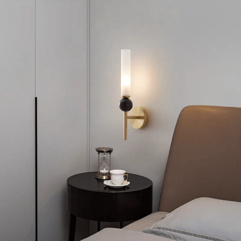Applique murale LED dorée Vintage en laiton et marbre │ FLUTE - product_type_Floor lamp arc