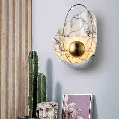 Applique murale LED en marbre au design scandinave│ PERLA - product_type_Floor lamp arc