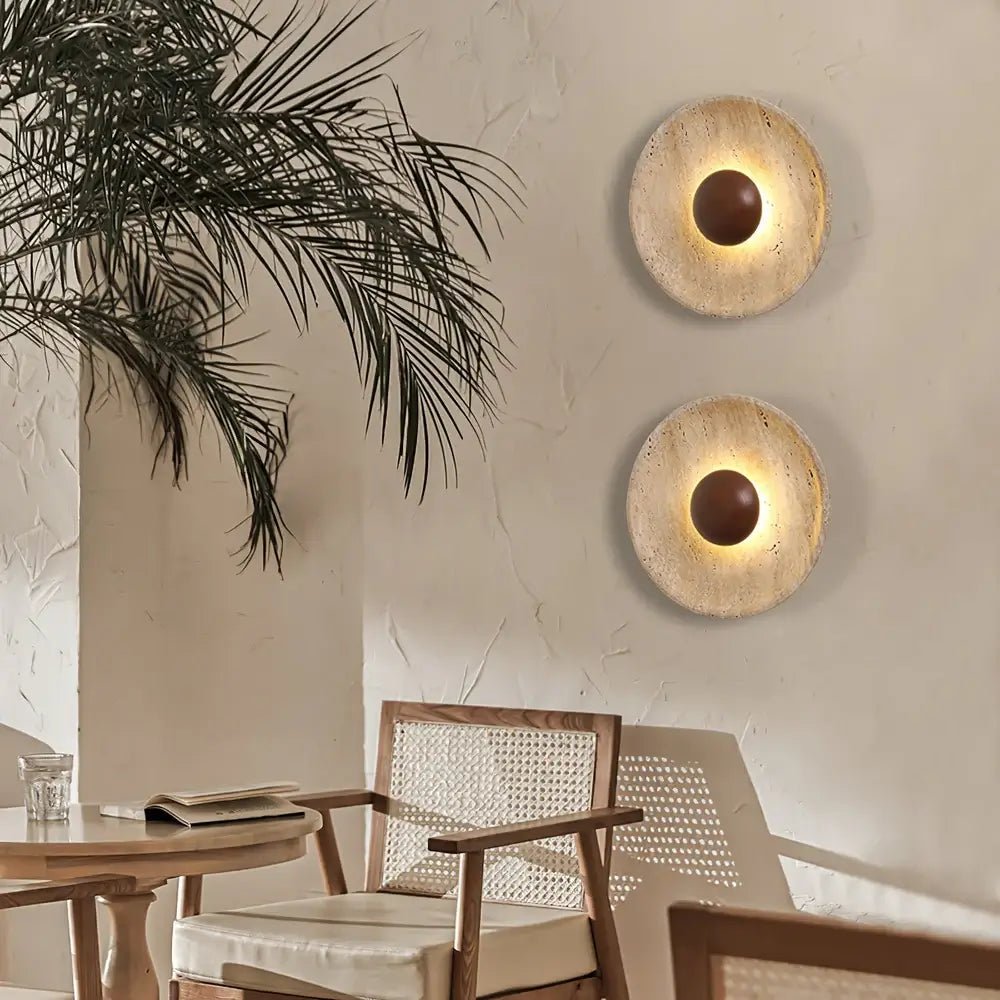 Applique murale ronde en travertin et en bois VALENKA - product_type_Atelier Luisiano