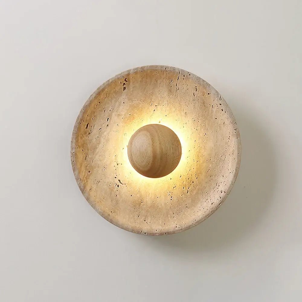 Applique murale ronde en travertin et en bois VALENKA - product_type_Atelier Luisiano