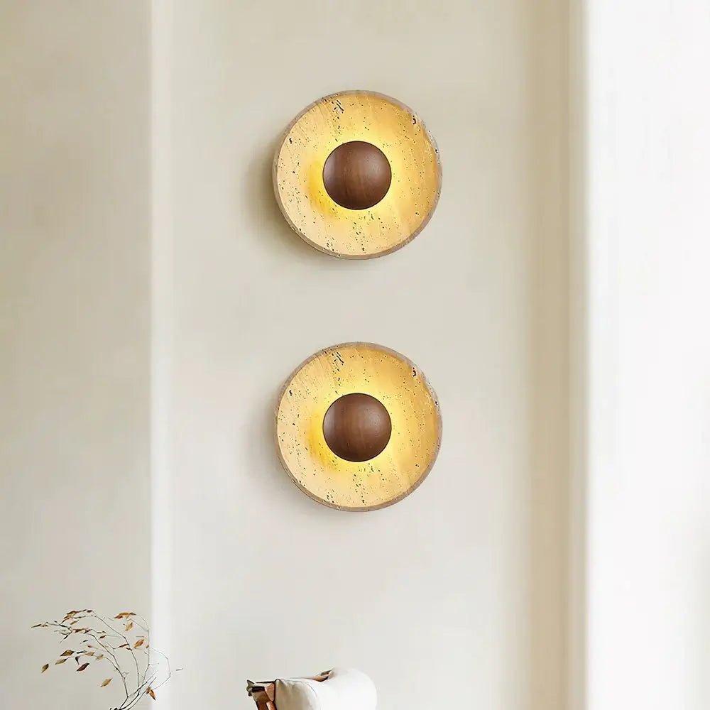 Applique murale ronde en travertin et en bois VALENKA - product_type_Atelier Luisiano