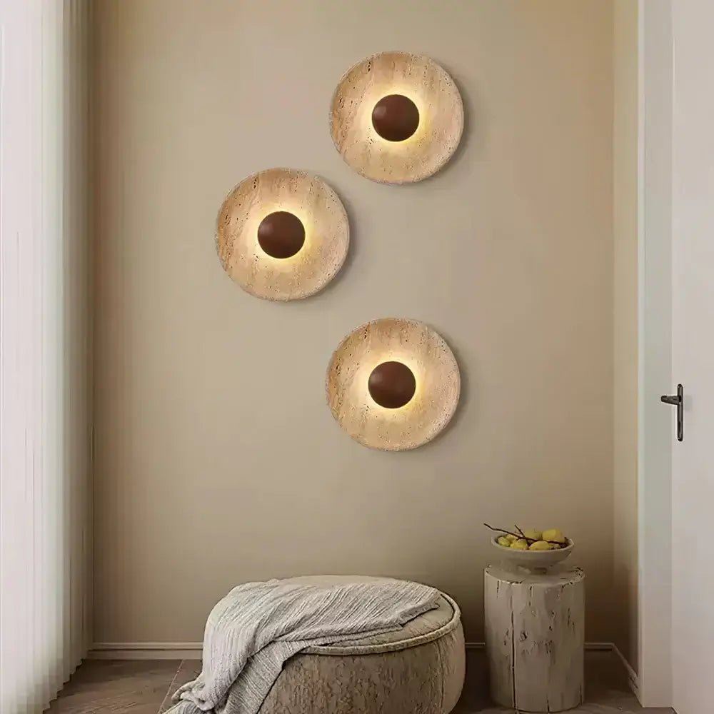 Applique murale ronde en travertin et en bois VALENKA - product_type_Atelier Luisiano