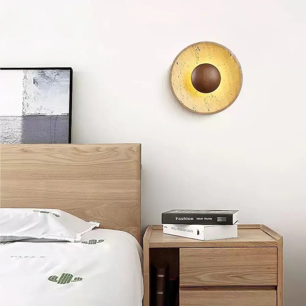 Applique murale ronde en travertin et en bois VALENKA - product_type_Atelier Luisiano