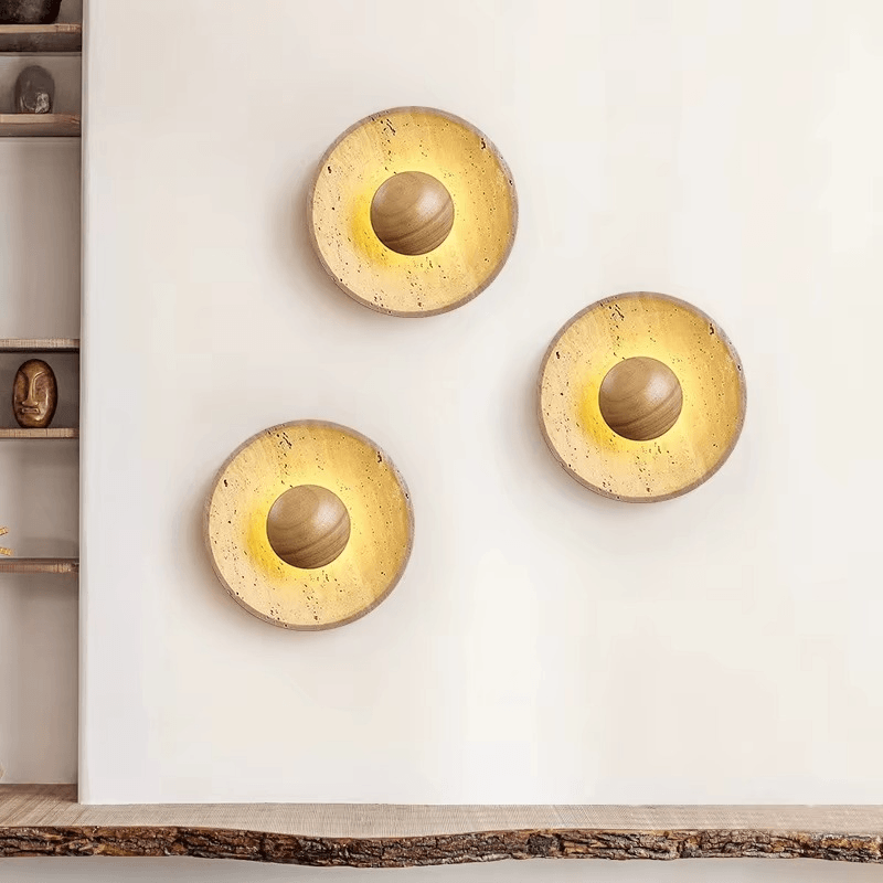 Applique murale ronde en travertin et en bois VALENKA - product_type_Atelier Luisiano
