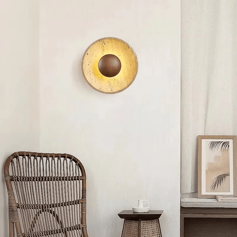 Applique murale ronde en travertin et en bois VALENKA - product_type_Atelier Luisiano