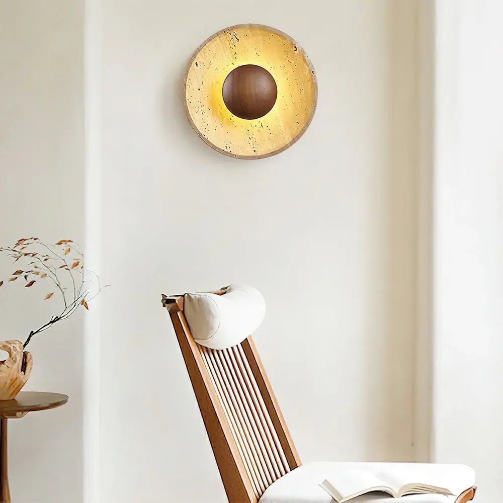 Applique murale ronde en travertin et en bois VALENKA - product_type_Atelier Luisiano