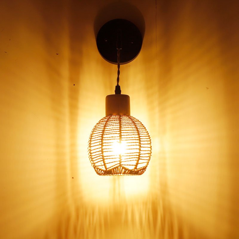 Applique murale suspendue en corde tissée bohème en forme de boule │ ODLO - product_type_Floor lamp arc