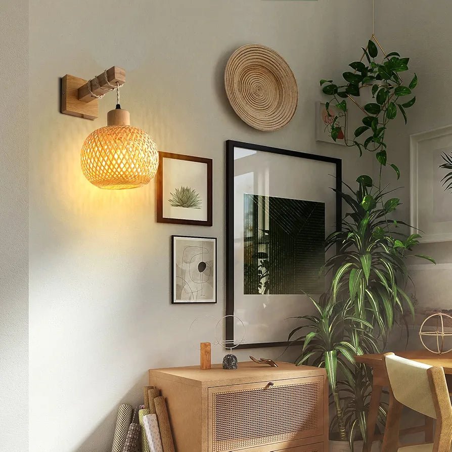 Applique murale suspendue en rotin sphérique style japonais │ ATNOZ - product_type_Floor lamp arc