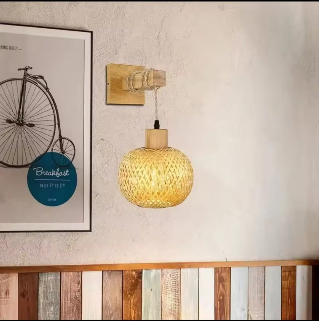 Applique murale suspendue en rotin sphérique style japonais │ ATNOZ - product_type_Floor lamp arc