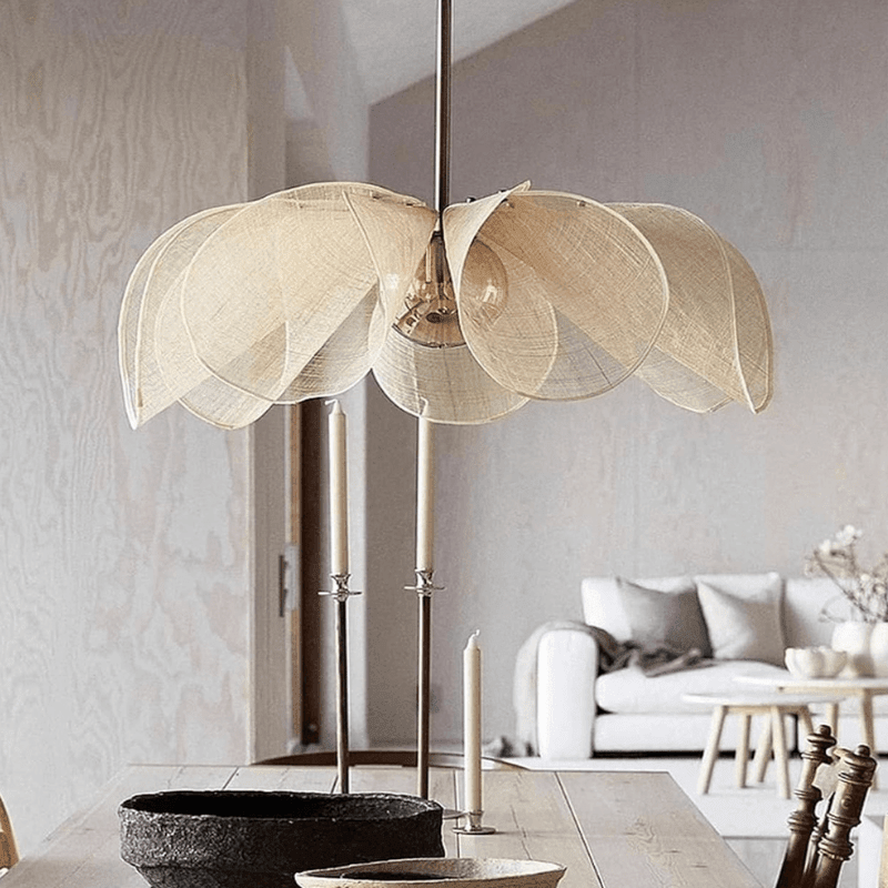 Grande suspension fleur en fibres de bananier │ORTENCIA - product_type_Floor lamp arc