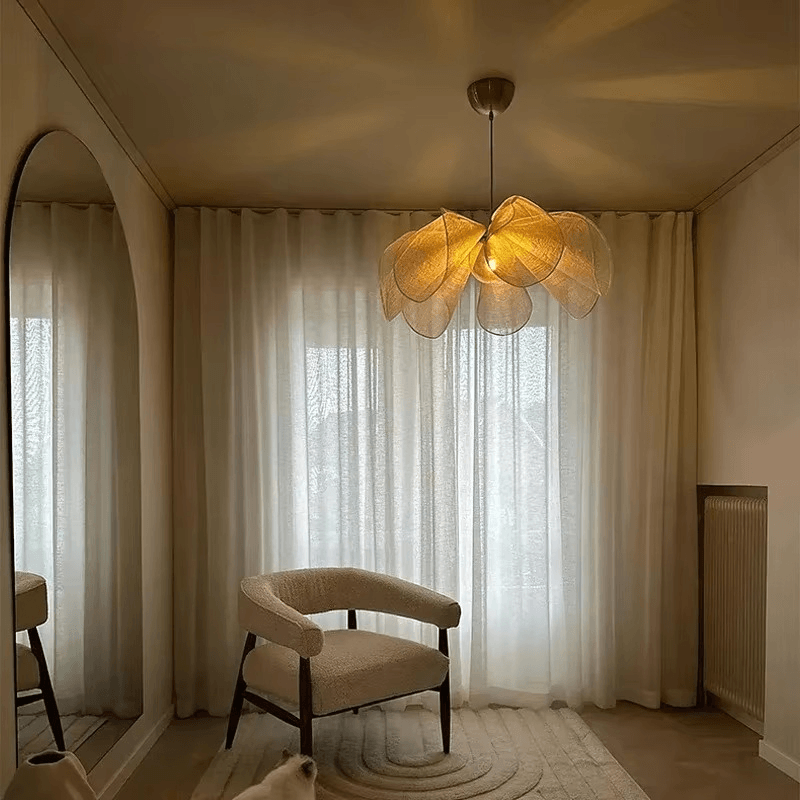 Grande suspension fleur en fibres de bananier │ORTENCIA - product_type_Floor lamp arc