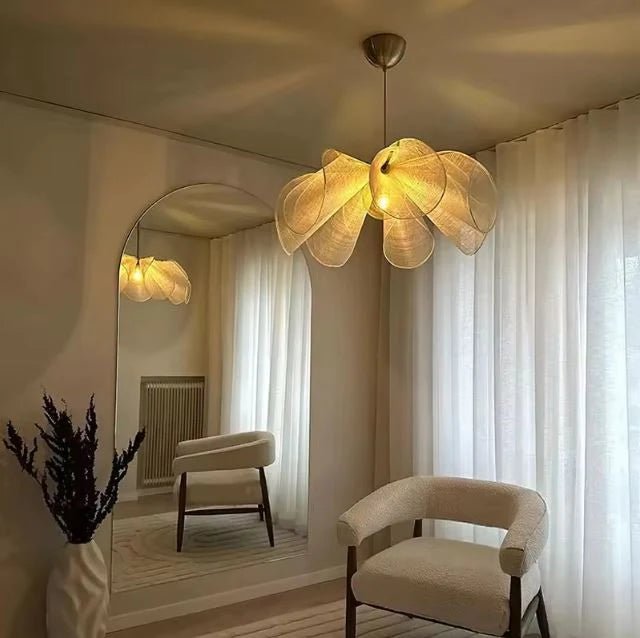 Grande suspension fleur en fibres de bananier │ORTENCIA - product_type_Floor lamp arc