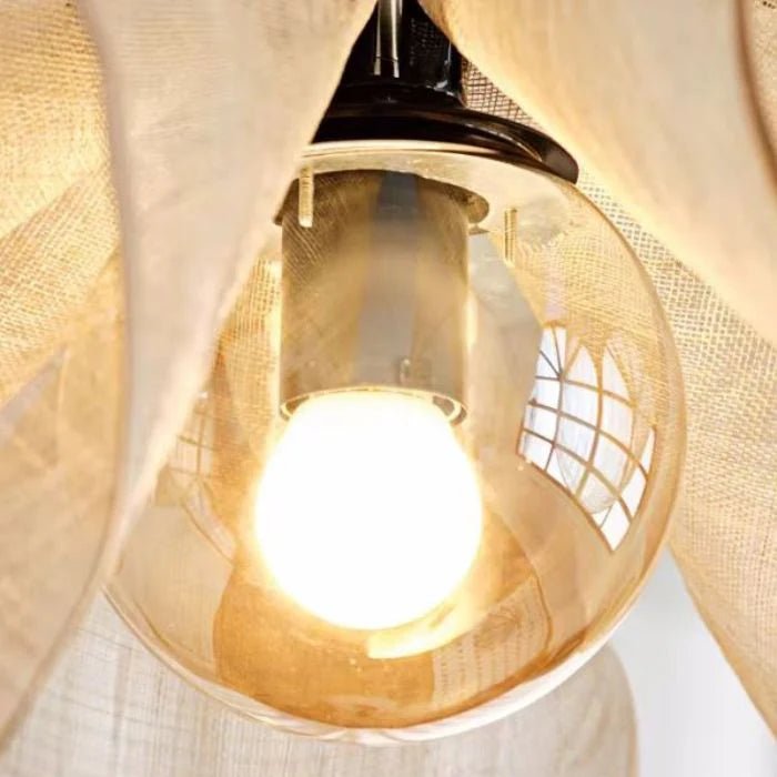 Grande suspension fleur en fibres de bananier │ORTENCIA - product_type_Floor lamp arc