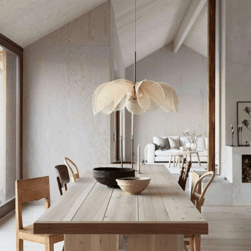 Grande suspension fleur en fibres de bananier │ORTENCIA - product_type_Floor lamp arc