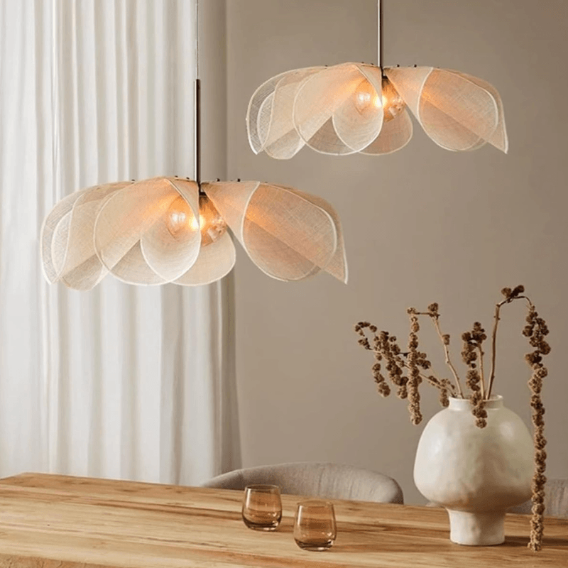 Grande suspension fleur en fibres de bananier │ORTENCIA - product_type_Floor lamp arc