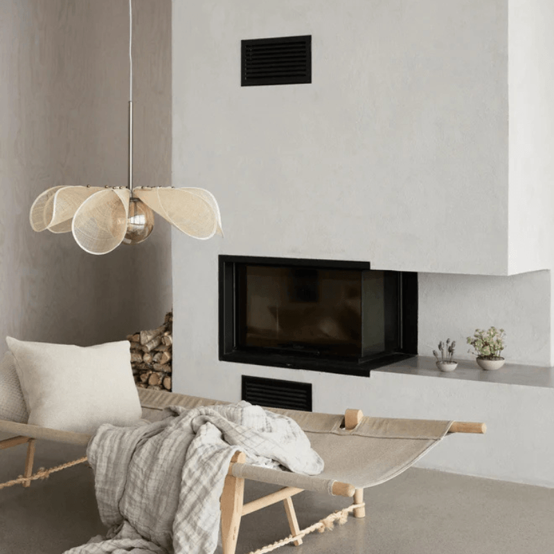 Grande suspension fleur en fibres de bananier │ORTENCIA - product_type_Floor lamp arc