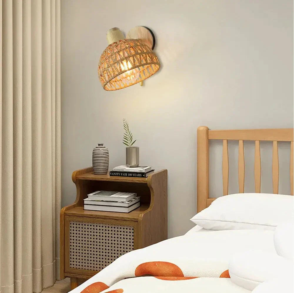 Applique murale en rotin rotative en forme de bol │ ZLAFA