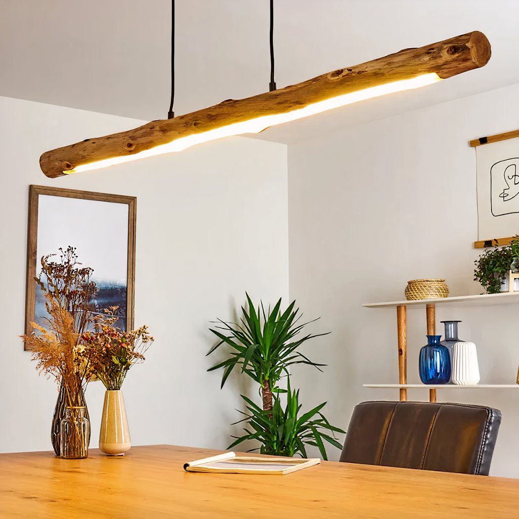 Suspension îlot cuisine LED en bois flotté ARISSE