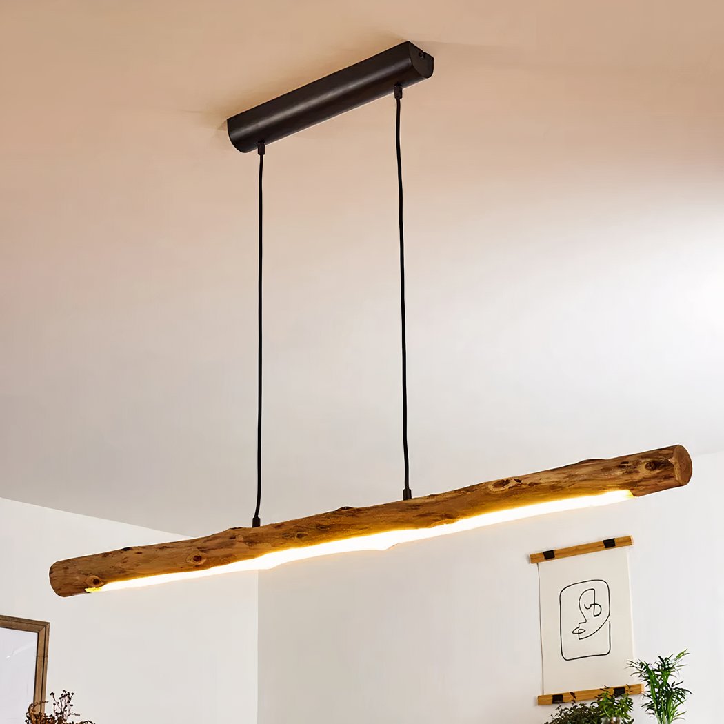 Suspension îlot cuisine LED en bois flotté ARISSE