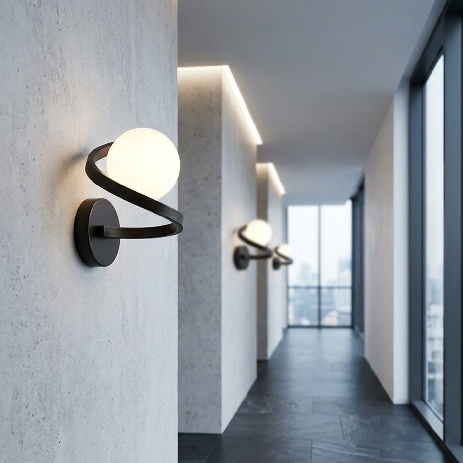 Applique murale LED moderne en métal et verre opale │ LOBAT