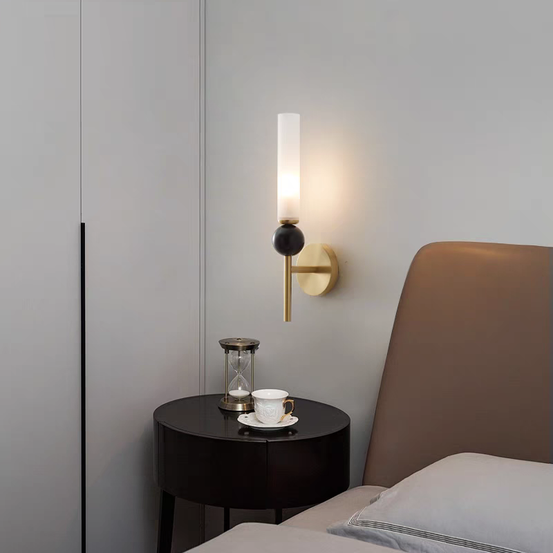 Applique murale LED dorée Vintage en laiton et marbre │ FLUTE